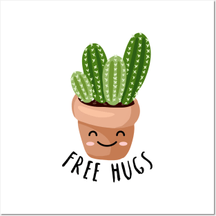 Free Hugs - Happy Cactus design Posters and Art